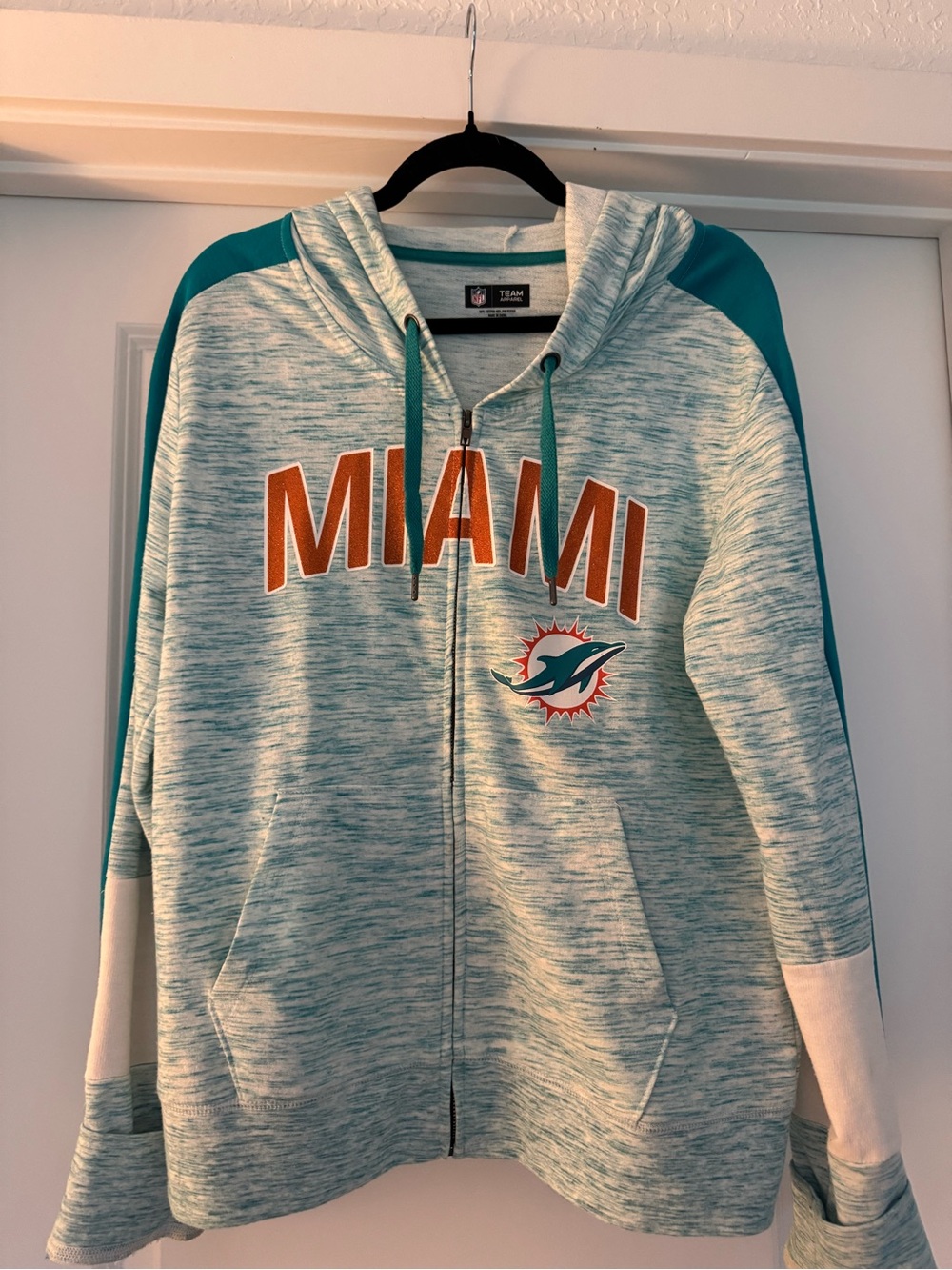 NFL Miami Dolphins Teal Gray Zip-Up Hoodie
